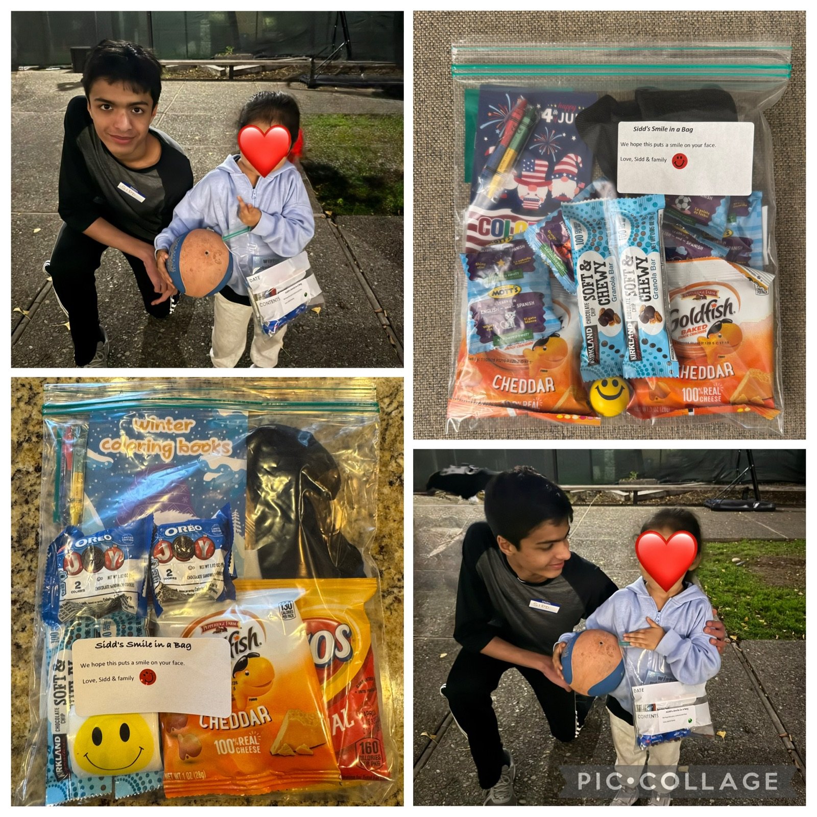 Smile Bags packed and ready with snacks and coloring books